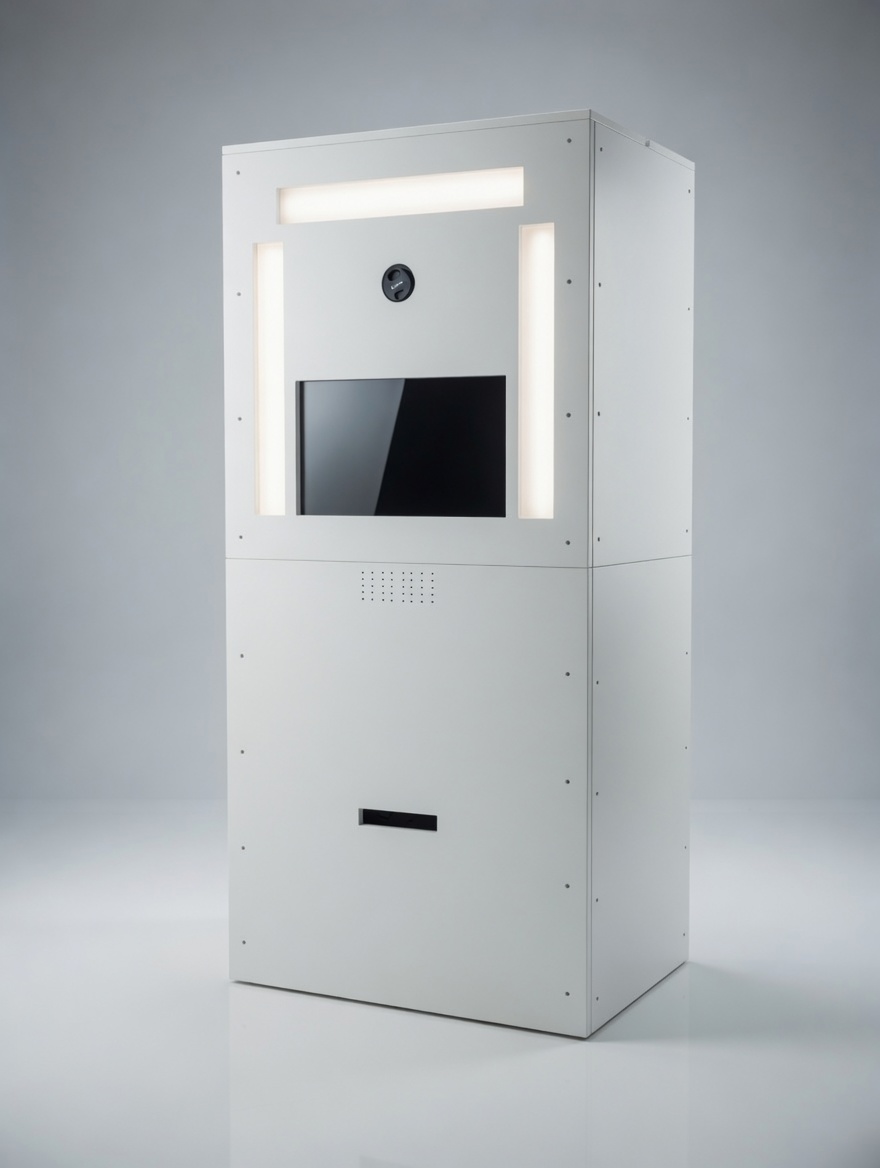 Purimo photobooth photographed on a clean white studio background